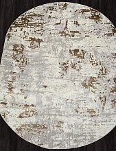 Пушистый круглый ковер PALERMO F284 BEIGE-GREEN Овал